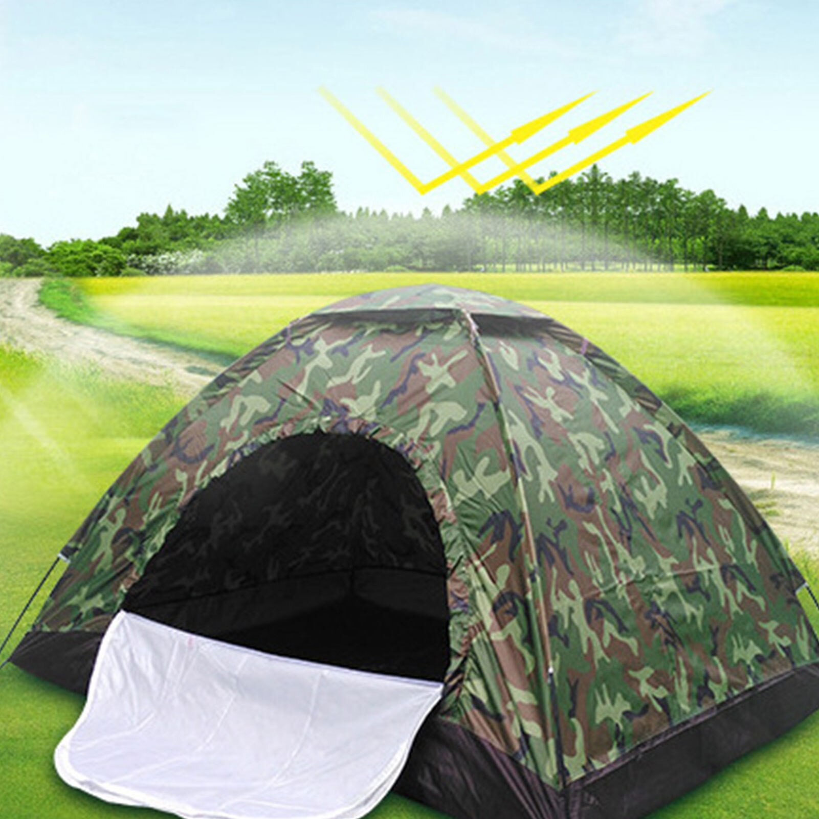 Cheap Goat Tents Single Layer Camping Camouflage Tent Outdoor Easy Setup Manual Family Travel Tent Lightweight Camping Tent For Outdoors   